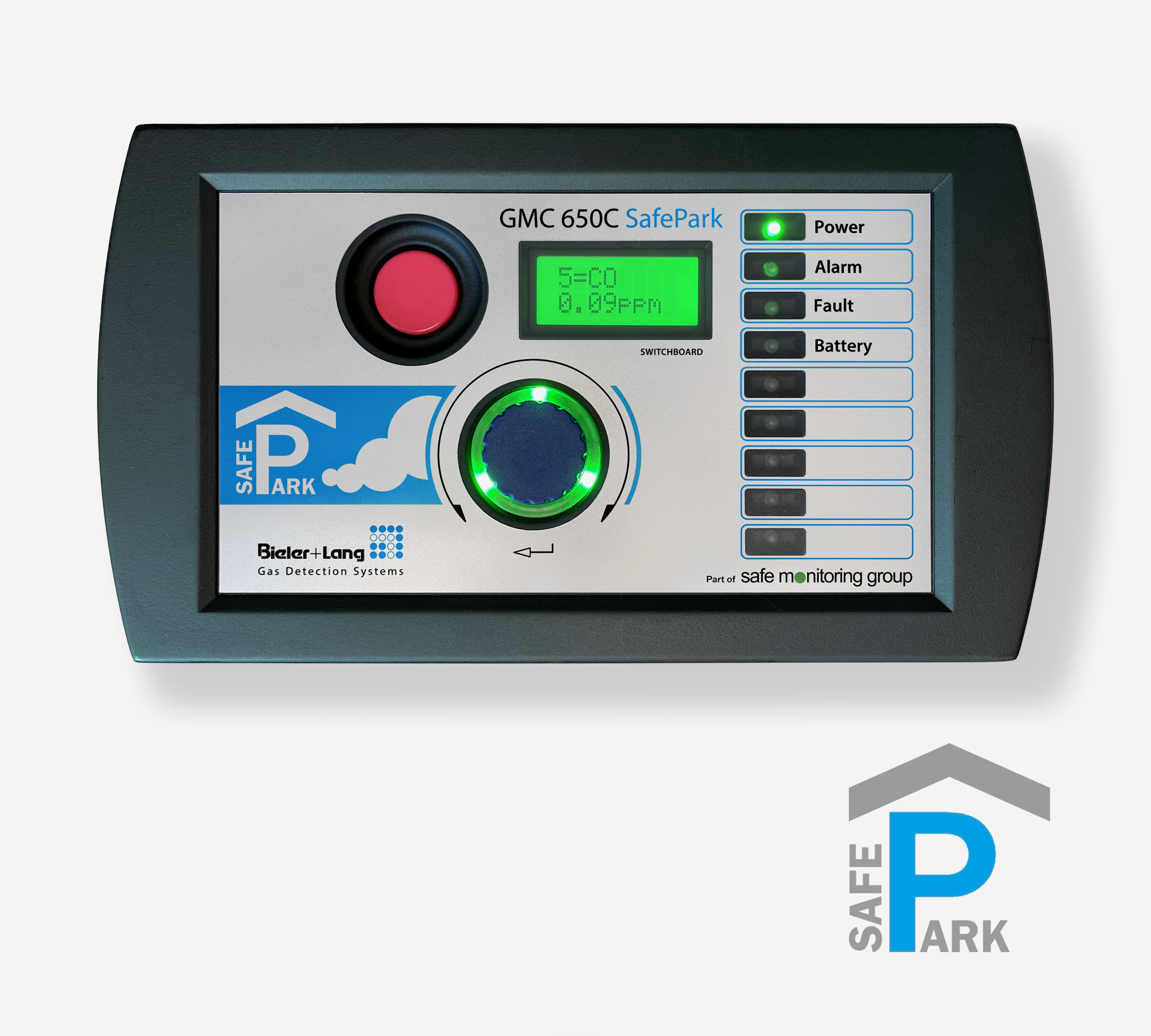 GMC 650C SafePark Switschboard_HMI_Bieler+Lang_Tiefgaragen_Parkhaus_Gaswarnanlage_2-Draht-BUS-Bedieneinheit_mit_Farbwechseldisplay