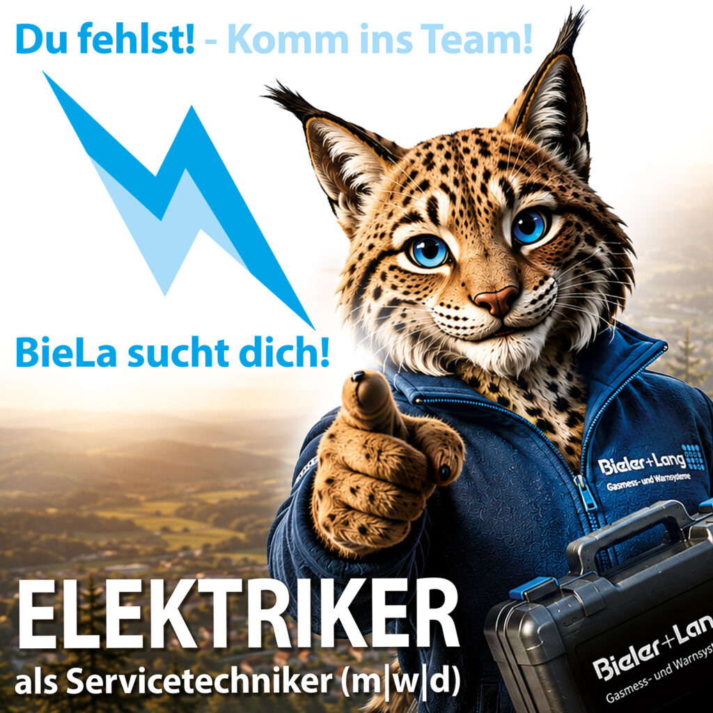 Bieler+Lang_Gaswarnsysteme_sucht_Serviectechniker_(m-w-d)_in_Süd-und Mitteldeutschland-BieLa_sucht_dich_Kampagne_mit_Schwarzwald-Luchs